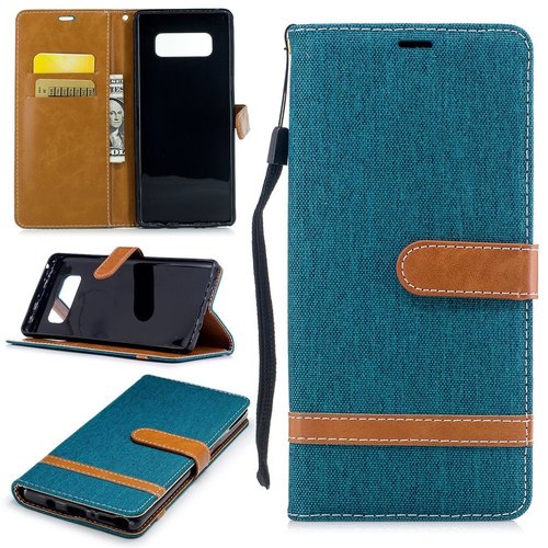 Tasche f�r Samsung Galaxy Note 8 Jeans Cover Handy Schutz H�lle Case Gr�n