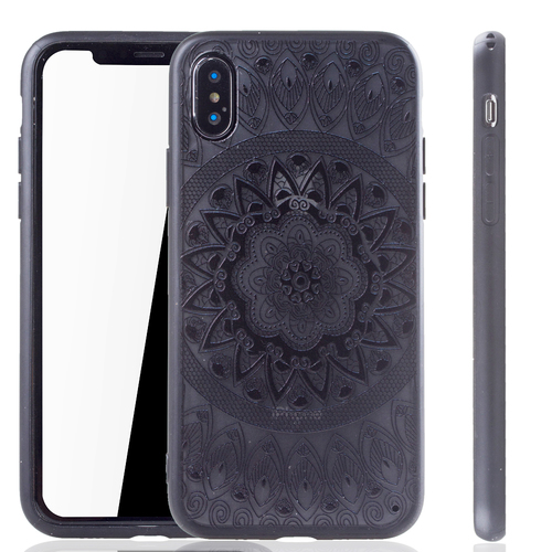 Handy H�lle Mandala f�r Apple iPhone X Design Case Schutzh�lle Motiv Kreis Cover Tasche Bumper Schwarz