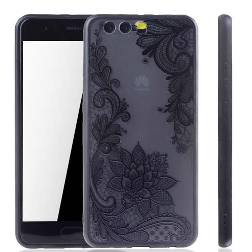 Handy H�lle Mandala f�r Huawei P10 Plus Design Case Schutzh�lle Motiv Bl�te Cover Tasche Bumper Schwarz