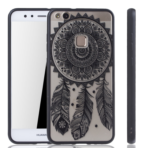 Handy H�lle Mandala f�r Huawei P10 Lite Design Case Schutzh�lle Motiv Traumf�nger Cover Tasche Bumper Schwarz