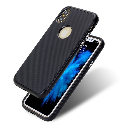 Hybrid Silikon Handy H�lle f�r Apple iPhone X Case Cover Tasche Schwarz