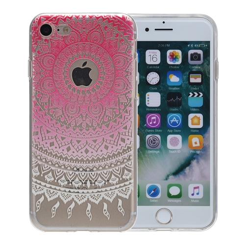 Henna Cover f�r Apple iPhone 7 Case Schutz H�lle Silikon Sonne Pink