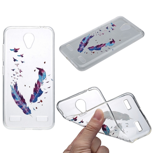 Henna Cover f�r ZTE Blade V8 Case Schutz H�lle Silikon Federn Bunt