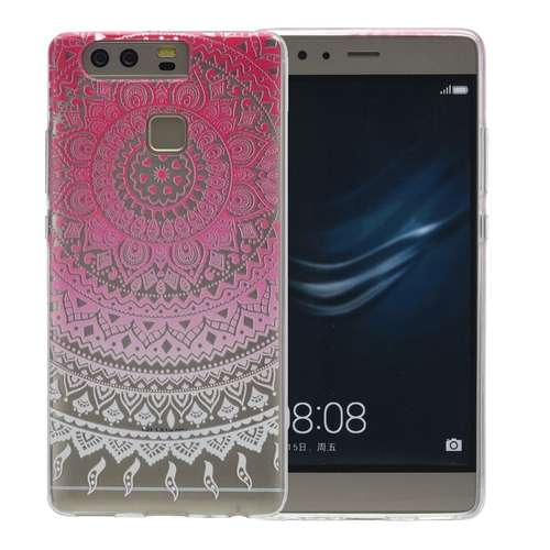 Henna Cover f�r Huawei P9 Plus Case Schutz H�lle Silikon Sonne Pink