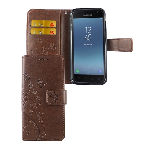 Schutz H�lle Blumen f�r Handy Samsung Galaxy J3 2017 Coffee