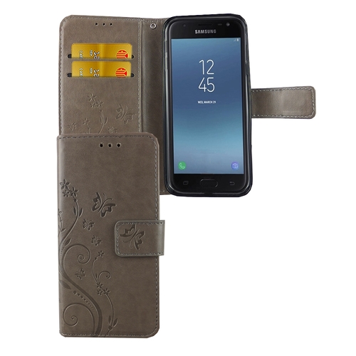Schutz H�lle Blumen f�r Handy Samsung Galaxy J5 2017 Grau