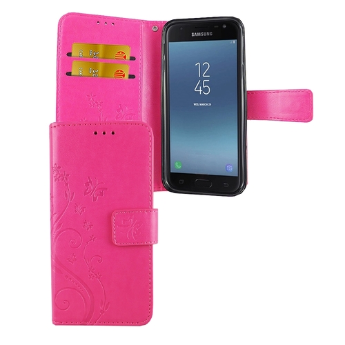 Schutz H�lle Blumen f�r Handy Samsung Galaxy J5 2017 Pink