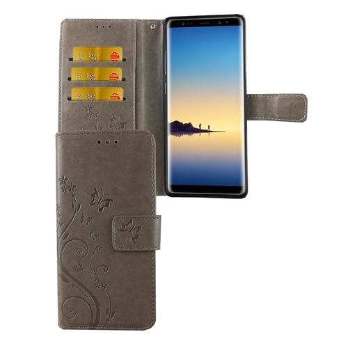 Schutz H�lle Blumen f�r Handy Samsung Galaxy Note 8 Grau