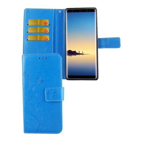 Schutz H�lle Blumen f�r Handy Samsung Galaxy Note 8 Blau