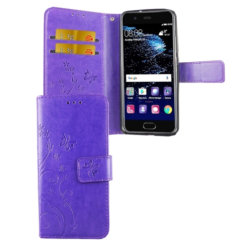 Schutz H�lle Blumen f�r Handy Huawei P10 Violett