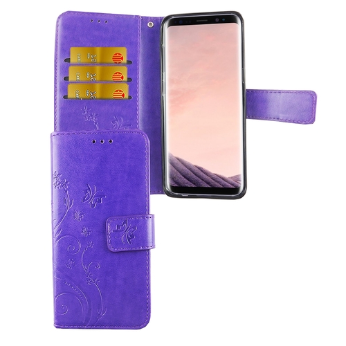 Schutz H�lle Blumen f�r Handy Samsung Galaxy S8 Violett