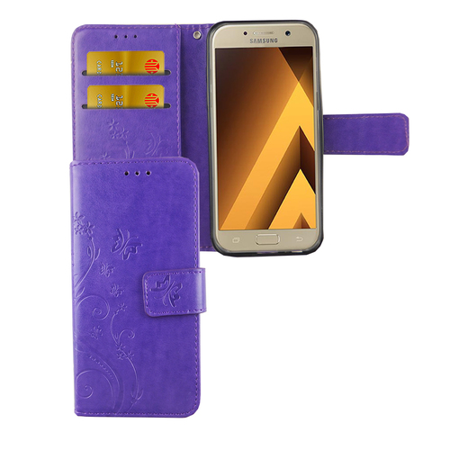 Schutz H�lle Blumen f�r Handy Samsung Galaxy A3 2017 Violett