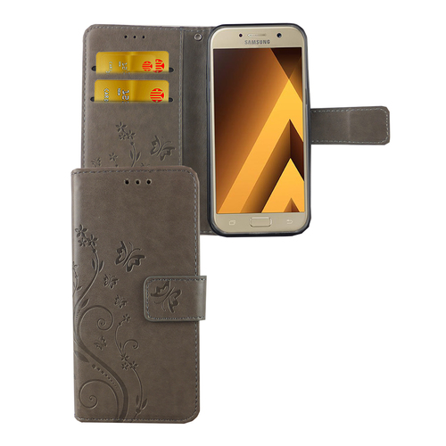 Schutz H�lle Blumen f�r Handy Samsung Galaxy A3 2017 Grau