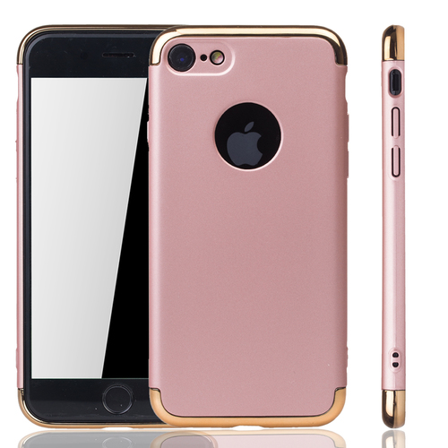 Handy H�lle Schutz Case f�r Apple iPhone 7 Bumper 3 in 1 Cover Chrom Rose Gold