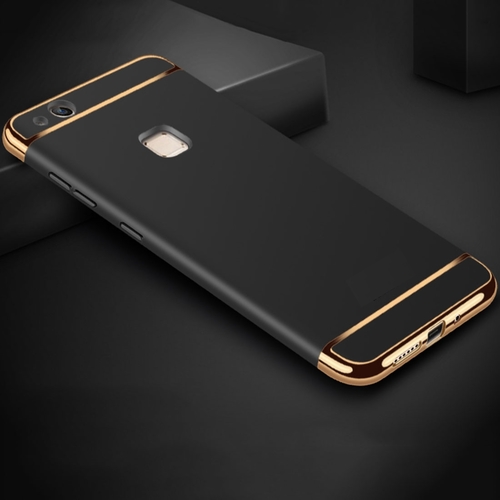 Handy H�lle Schutz Case f�r Huawei P9 Lite Bumper 3 in 1 Cover Chrom Schwarz