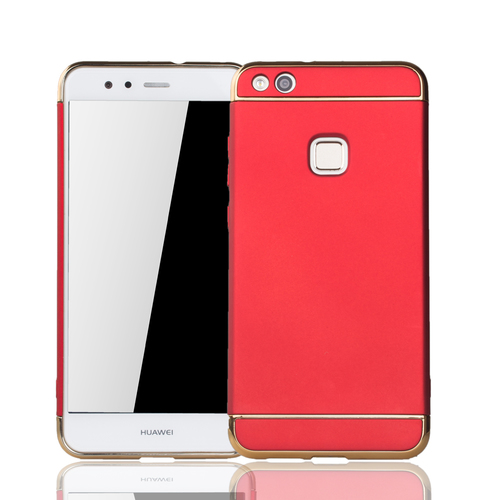 Handy H�lle Schutz Case f�r Huawei P10 Lite Bumper 3 in 1 Cover Chrom Etui Rot