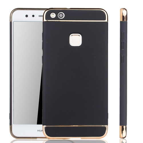 Handy H�lle Schutz Case f�r Huawei P10 Lite Bumper 3 in 1 Cover Chrom Schwarz