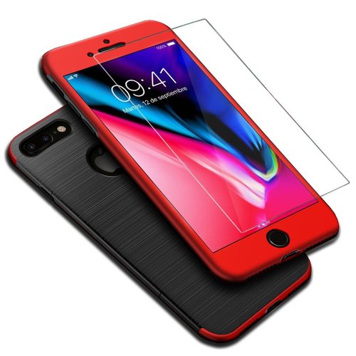 Apple iPhone 8 Plus 2 in 1 Handyh�lle 360 Grad Full Cover Case Rot