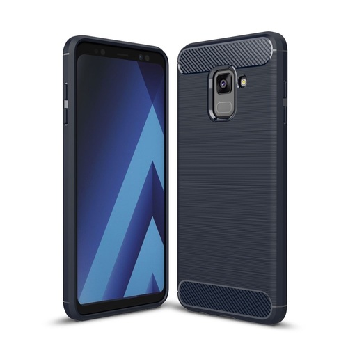 Schutzh�lle Handyh�lle f�r Samsung Galaxy A8 Plus (2018) Case Cover Carbon Optik Blau