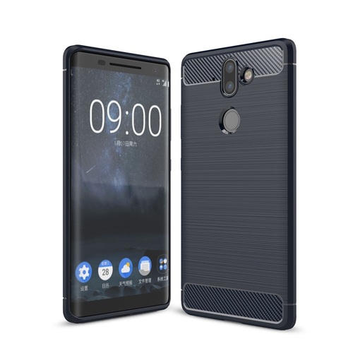 Schutzh�lle Handyh�lle f�r Nokia 9 Case Cover Carbon Optik Blau