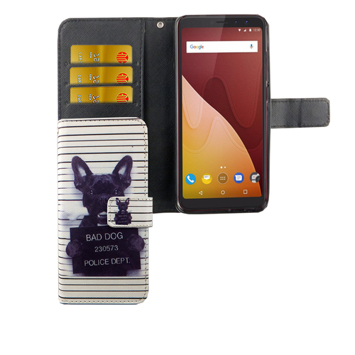 Handyh�lle Tasche f�r Handy Wiko View B�ser Hund Wei�