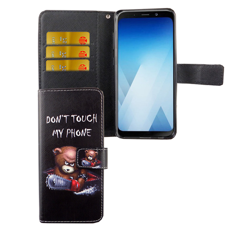 Handyh�lle Tasche f�r Handy Samsung Galaxy A8 2018 Schriftzug B�r mit Kettens�ge