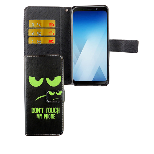Handyh�lle Tasche f�r Handy Samsung Galaxy A8 2018 Dont Touch My Phone Gr�n