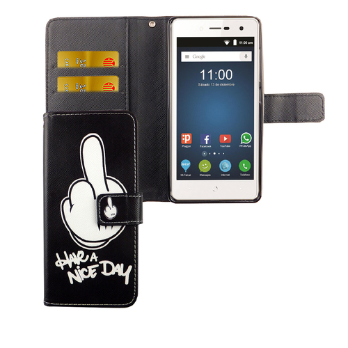 Handyh�lle Tasche f�r Handy ZTE Blade L7 Have A Nice Day Schwarz