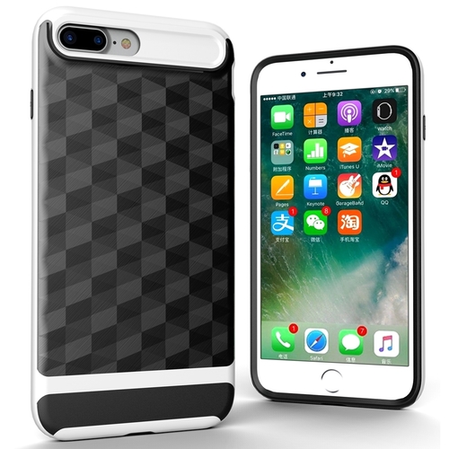 H�lle f�r Apple iPhone 7 Plus Backcover Case Handy Schutzh�lle - Cover 3D Prisma Design Wei�