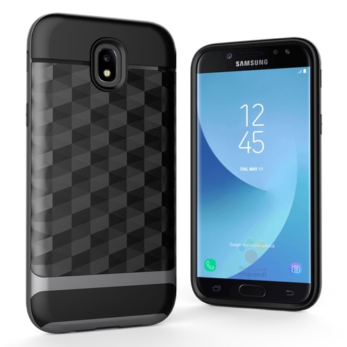 H�lle f�r Samsung Galaxy J3 2017 Backcover Case Handy Schutzh�lle - Cover 3D Prisma Design Grau