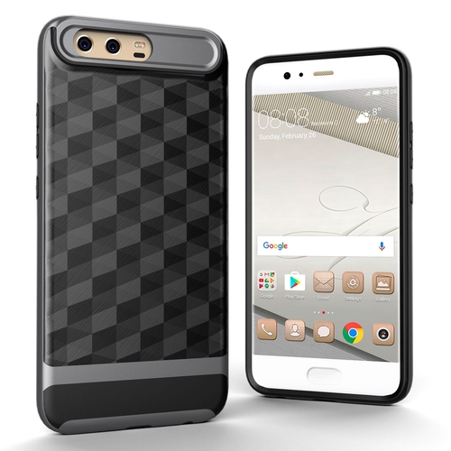 H�lle f�r Huawei P10 Backcover Case Handy Schutzh�lle - Cover 3D Prisma Design Grau