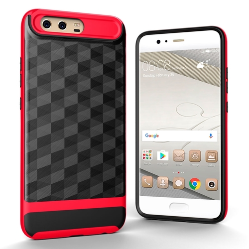 H�lle f�r Huawei P10 Backcover Case Handy Schutzh�lle - Cover 3D Prisma Design Rot