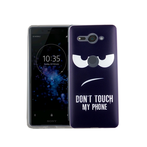 Handy H�lle f�r Sony Xperia XZ2 Compact Dont Touch My Phone Blau Smartphone Cover Bumper Schale Etuis
