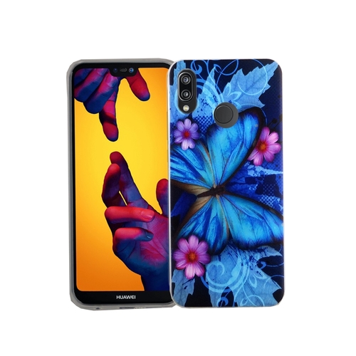 Handy H�lle f�r Huawei P20 Lite Blauer Schmetterling Smartphone Cover Bumper Schale Etuis