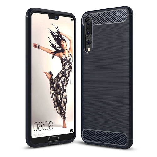 Schutzh�lle Handyh�lle f�r Huawei P20 Pro Case Cover Carbon Optik Blau