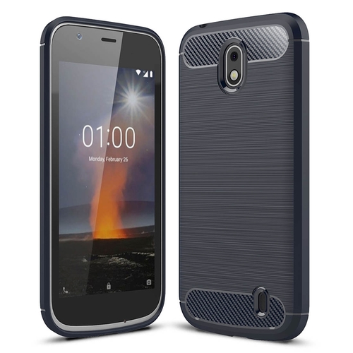 Schutzh�lle Handyh�lle f�r Nokia 1 Case Cover Carbon Optik Blau
