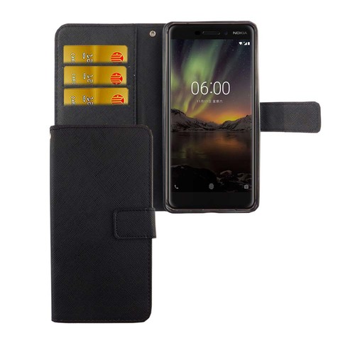 Handyh�lle Tasche f�r Handy Nokia 6 2018 Schwarz