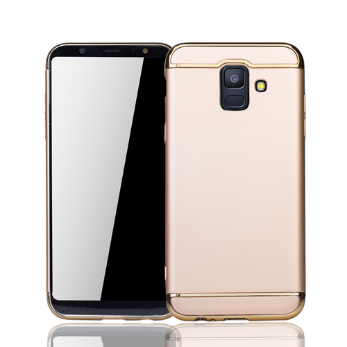 Handy H�lle Schutz Case f�r Samsung Galaxy A6 2018 Bumper 3 in 1 Cover Chrom Etui Gold