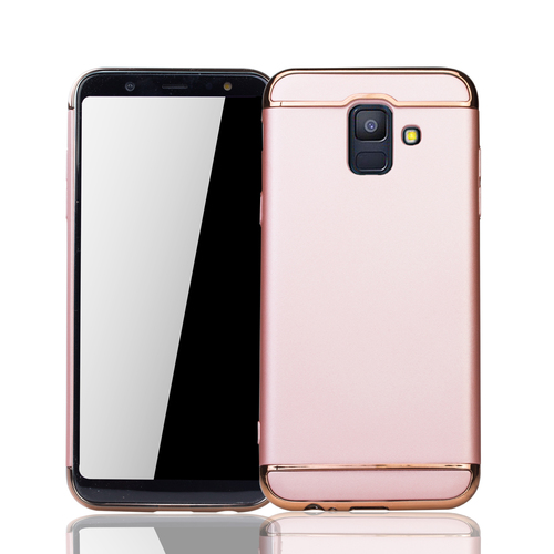 Handy H�lle Schutz Case f�r Samsung Galaxy A6 2018 Bumper 3 in 1 Cover Chrom Rose Gold