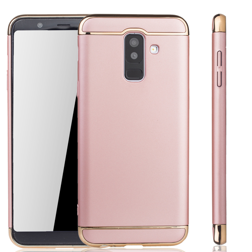 Handy H�lle Schutz Case f�r Samsung Galaxy A6 Plus 2018 Bumper 3 in 1 Cover Chrom Rose Gold