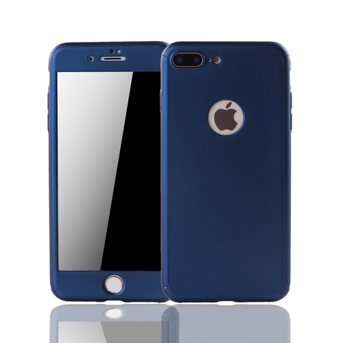Handyh�lle Schutzh�lle f�r Apple iPhone 8 Plus Full Case Cover Displayschutz 360 Blau