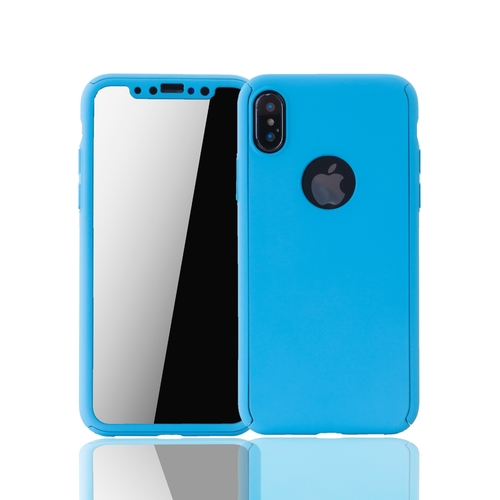 Handyh�lle Schutzh�lle f�r Apple iPhone X Full Case Cover Displayschutz 360 Blau