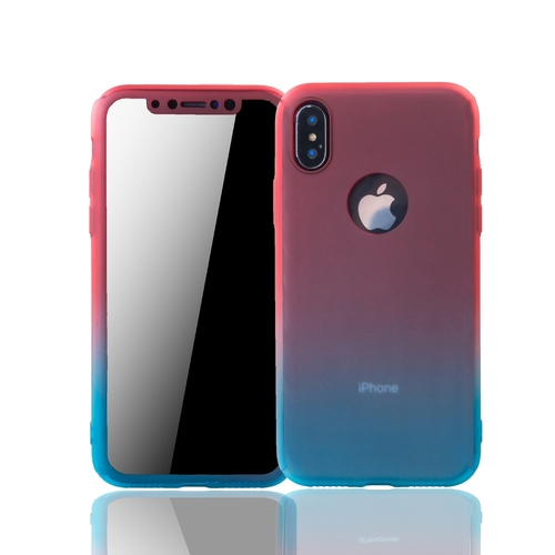 Handyh�lle Schutzh�lle f�r Apple iPhone X Full Case Cover Displayschutz 360 Blau