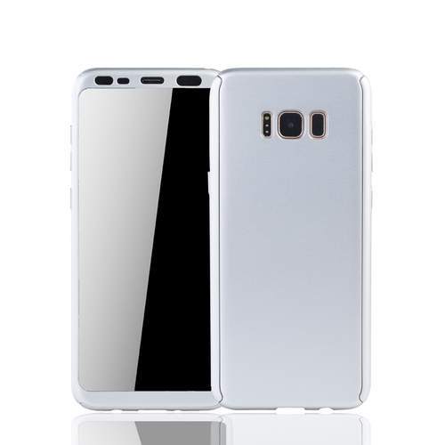 Handyh�lle Schutzh�lle f�r Samsung Galaxy S8 Plus Full Case Cover Displayschutz 360 Silber