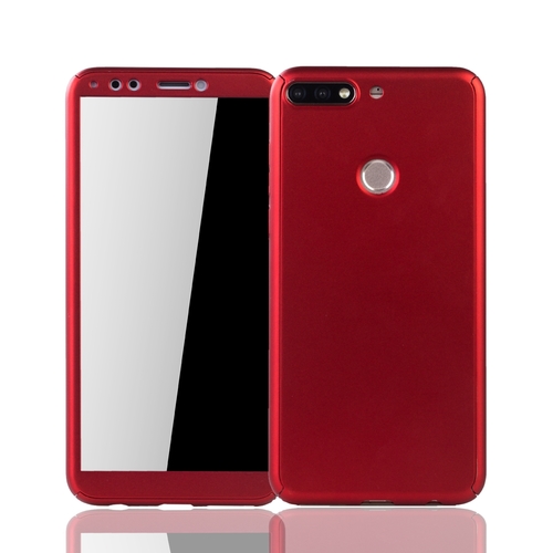 Handyh�lle Schutzh�lle f�r Huawei Honor 7C Full Case Cover Displayschutz 360 Rot
