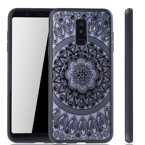 Handy H�lle Mandala f�r Samsung Galaxy A6 Plus 2018 Design Case Schutzh�lle Motiv Kreis Cover Tasche Bumper Schwarz