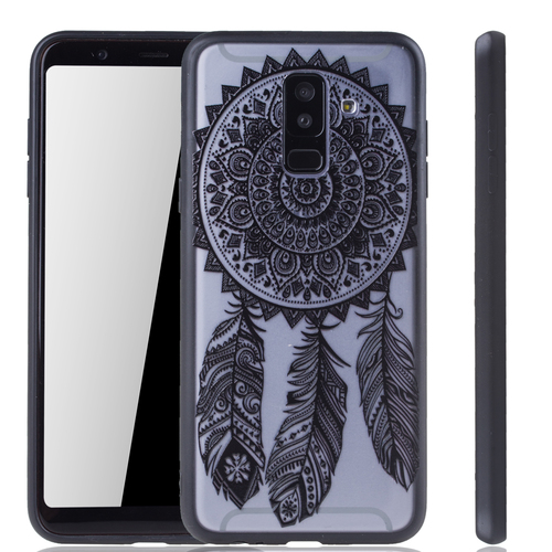 Handy H�lle Mandala f�r Samsung Galaxy A6 Plus 2018 Design Case Schutzh�lle Motiv Traumf�nger Cover Tasche Bumper Schwarz