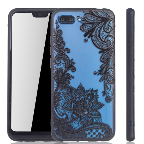 Handy H�lle Mandala f�r Huawei Honor 10 Design Case Schutzh�lle Motiv Bl�te Cover Tasche Bumper Schwarz