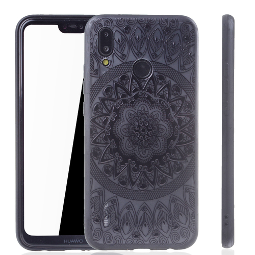 Handy H�lle Mandala f�r Huawei P20 Lite Design Case Schutzh�lle Motiv Kreis Cover Tasche Bumper Schwarz