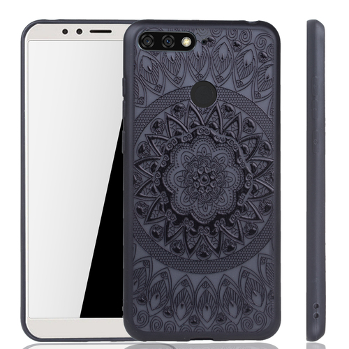 Handy H�lle Mandala f�r Huawei Y6 2018 Design Case Schutzh�lle Motiv Kreis Cover Tasche Bumper Schwarz